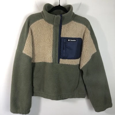 Pullover para mujer Columbia Lodge Sherpa verde piedra y playa talla XL Foto 1 de 4