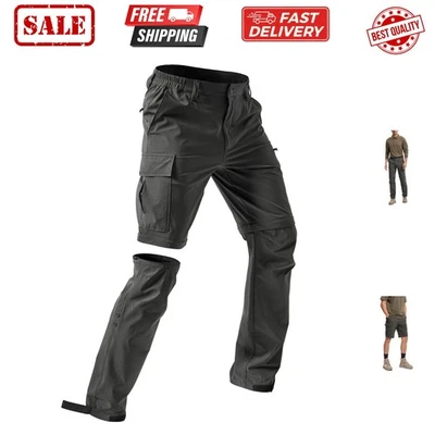 Hombre-Senderismo-Pantalones Convertibles Secado Rápido Resistente al Agua Ligero Cremallera... Foto 1 de 4