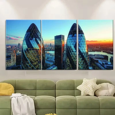 3pcs London Shard & Gherkin  Metal Print Ready to Hang Art - Image 1 of 4