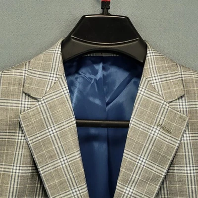 Custom Sport Coat Men's 38S* Slim Windowpane Wool Surgeon Cuff 2 Btn Dual Vent - Image 1 of 4