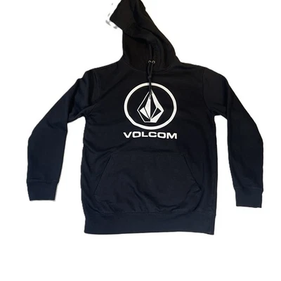 Volcom Hoodie Sweatshirt Men's Small Fleece Y2K Casual Dark Black Kangaroo Pouch - Image 1 of 4