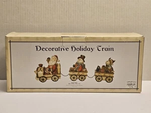 Decorative Christmas Train Figurine Set Resin Santa Snowman Reindeer Holiday - Picture 1 of 17