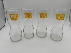 4 Vintage Stundenglas Form Becher Getränk Gläser ENJOY TAB, 7" hoch, Diät Cola Werbung - Bild 1 von 7