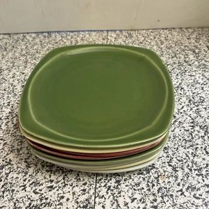 Platos cuadrados de mantequilla de pan Minion de cerámica MCM Paden City de colección. Juego de 8.  6 1/4 pulgadas - Imagen 1 de 13