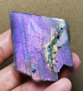 One Side Polished Nice Purple Flash Labradorite Slab Spectrolite Reiki Stone - Picture 1 of 10