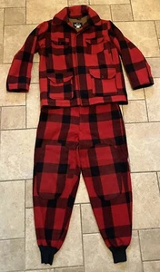 ABRIGO/PANTALONES de caza de lana pesada para hombre talla 44 WOOLRICH rojo y negro a cuadros BUFFALO - Imagen 1 de 22