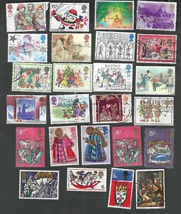 UNITED KINGDOM - TWENTY-FIVE DIFFERENT USED CHRISTMAS STAMPS - Picture 1 of 1