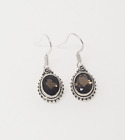 Gorgeous Real Natural Smoky Quartz Drop Earrings 925 Solid Silver #20318