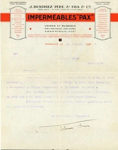 France - Facture - Argenteuil - J. Destriez Père & Fils & Cie - Imperméables Pax - Picture 1 of 1
