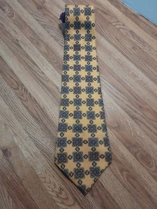 Tommy Hilfiger Imported Silk NeckTie Geometric Golden-Yellow Purple  58"L by 4"W - Picture 1 of 10