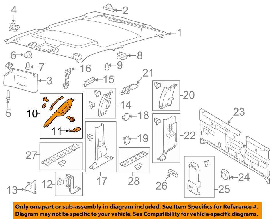 Borde interior de cabina Super Duty Ford OEM 11-16 F-250-WS BC3Z2503599AC Foto 1 de 2