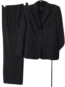 New ESCADA Black & White Pinstripe Jacket & Pant Suit Sz 10