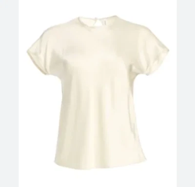 HELMUT LANG Ivory/Cream Color Cap Sleeve Double Satin Top XS - Image 1 of 2