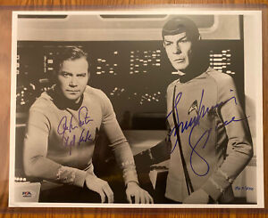 Star Trek William Shatner Leonard Nimoy Capt Kirk Spock Insc Signed 11X14 Psa