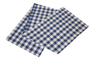 Cotton Table Runner Checkered Blue & White - Picture 1 of 2