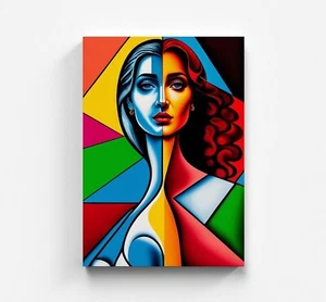 Picasso Leinwandbild Farbig Frau Wandbild Leinwand Kunst Museum Art - Foto 1 di 7