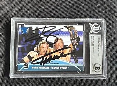 CURT HAWKINS & ZACK RYDER 2013 TOPPS BEST OF WWE SIGNED AUTO CARD BAS AUTHENTIC - Image 1 of 2