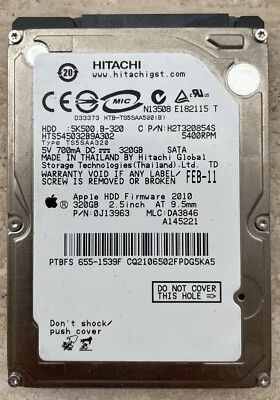 HITACHI Hard Disk 2,5'' 320Gb Sata 5400RPM 8Mb HTS545032B9A302 - Immagine 1 di 2