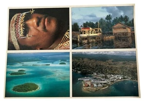 Juego de 4 postales de Papúa Nueva Guinea Islas Salomón Boat Village Asia Island - Imagen 1 de 11
