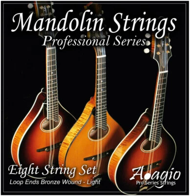 MANDOLIN STRING SET > Bronze Wound (Light, .010 - .034 Loop Ends) - Adagio Pro - Image 1 of 4
