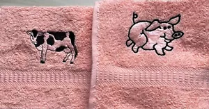 Discontinued colour's of flannels with PIG or COW design only £3.95 inc p&p - Picture 1 of 1