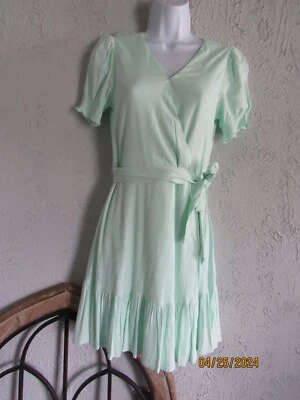 Gianni Bini Niñas Nuevo con Etiquetas Talla XL Verde Claro Vestido Envolvente Volantes Dobladillo Mangas Cortas Foto 1 de 4