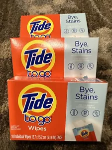 3-Tide To Go Wipes 10 Individual Wipes Easy Travel Size, Total of 30 Wipes - Picture 1 of 1
