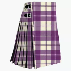 Schottisches Erikson Kleid lila weiß Tartan Kilt Herren handgefertigt 8 Yard Kilt - Bild 1 von 2
