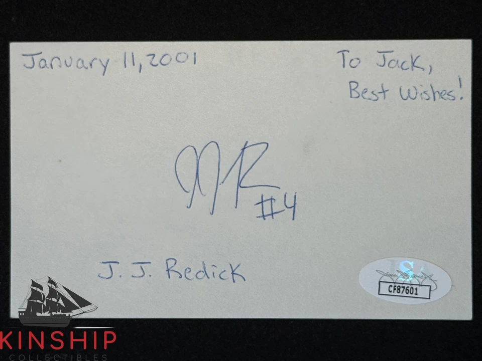 JJ Redick signed 3x5 Index Card JSA COA Inscribed Basketball Auto Duke I163 - Image 1 of 1