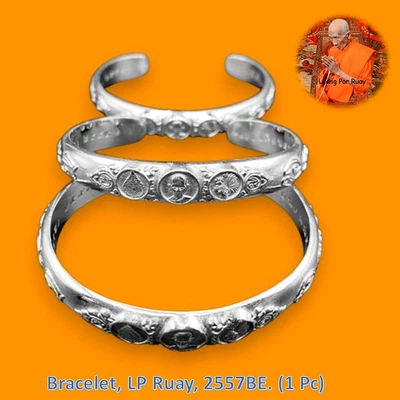 Bracelet LP Ruay Thai Success Amulet Alpaca Silver 2557BE. Lucky Talisman Rare - Image 1 of 4