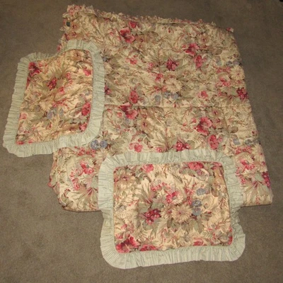 Edredom Ralph Lauren Coastal Garden floral KING babado com fronhas de travesseiro RARO - Imagem 1 de 4