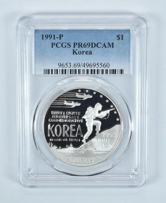 1991-P Korea Commemorative $1 PR69 DCAM PCGS Blue Label *6567 - Image 1 of 4