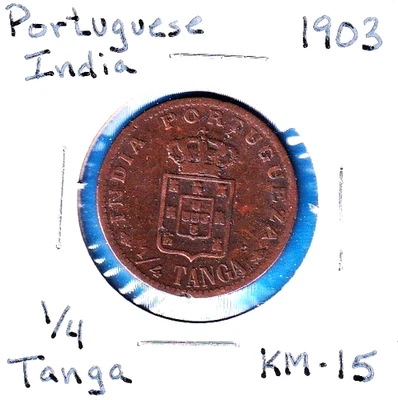 1903 Portuguese India 1/4 Tanga (KM-15) Bronze [Lisbon Mint]  two-year issue - Image 1 of 2