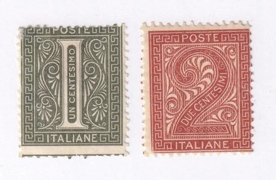 SELLOS DE MATT ITALIA #24-#25 EMISIONES DE 1 Y 2 CENTESIMI DE 1863-77, MH CV$30 Foto 1 de 3