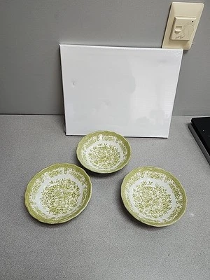 3 cuencos J & G Meakin (4) Inglaterra Ironstone Avondale verde Staffordshire Foto 1 de 4