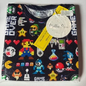 Millie Rose Bamboo Retro Gaming Pajama Set long sleeve and joggers Pixel Art - Picture 1 of 2