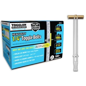 SNAPTOGGLE BB Toggle Anchor, Zinc-Plated Steel Channel, Made in US, 3/8" to 3... - Picture 1 of 7
