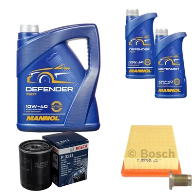 BOSCH Inspection Set 7 L MANNOL Defender 10W-40 Pour Fiat Brava 182 1.8 GT - Photo 1/4