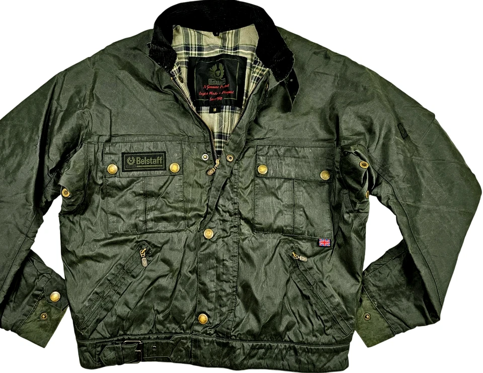 LO ÚLTIMO Chaqueta Para Hombre BELSTAFF ROADMASTER REPRO BIKER FORRADA GRIS OLIVA RECUBIERTA NYLON M Foto 1 de 4