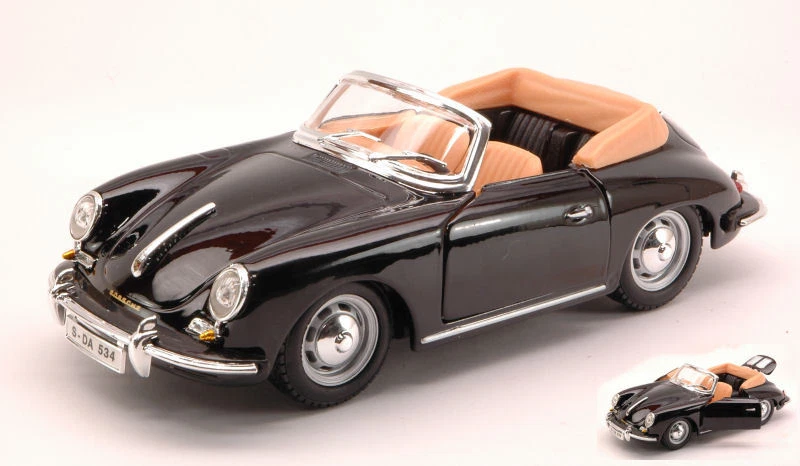 Porsche 356 B Cabriolet 1961 Black 1:24 Model 22078 BBURAGO - Immagine 1 di 1