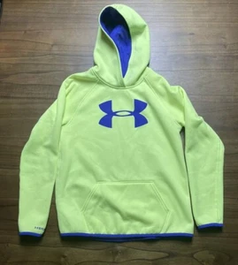 Under Armour Storm Youth Size YLG Large Hooded Sweatshirt Neon Yellow Purple - Picture 1 of 6