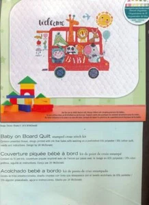KIT EDREDÓN BEBÉ A BORDO PUNTO DE CRUZ ESTAMPADO DIMENSIONES CON HILO DENTAL 43"X34" - Imagen 1 de 2