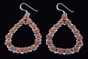 Open Teardrop High Grade Natural Mediterranean Coral Earrings By Anna Spencer - Picture 1 of 2