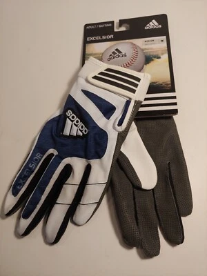 Guantes adidas. Guantes de bateo unisex. Azul marino, blanco. Talla M. Nueva. Foto 1 de 4