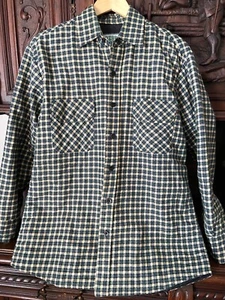 Vintage Ozark Trail Shirt Jacket Mens M Quilt Lining Green Plaid Flannel Medium - Picture 1 of 9