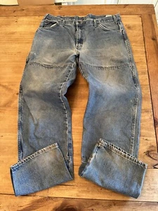 Dickies Double Knee Jeans Mens 38x36 Blue Denim Carpenter Pants Workwear Relaxed - Picture 1 of 13