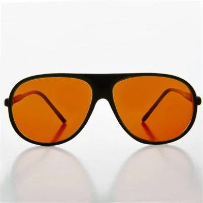 Gafas de sol piloto negras con lentes naranjas - Collar Foto 1 de 3