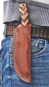 Funda de cuchillo de cuero hecha a mano hoja fija cuchillos estuche funda de cinturón - Imagen 1 de 2