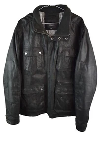 Barneys Mens Black Real Suede Leather Zip Up Jacket Collared Size 2XL XXL - Zdjęcie 1 z 13