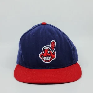 Vintage Cleveland Indians MLB Baseball Fitted Hat Cap Red Blue USA Size 7 3/8 - Picture 1 of 13